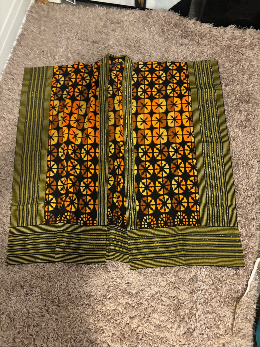 Vibrant Orange & Black Patterned Kimono Jacket - Picture 13 of 14